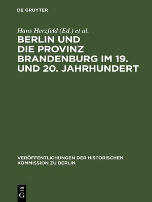 cover image of Berlin und die Provinz Brandenburg im 19. und 20. Jahrhundert